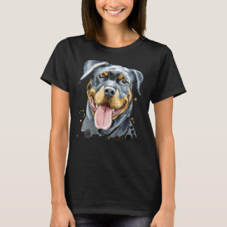 Rottweiler Dog Hand Drawn Watercolor T-Shirt