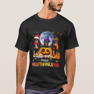 Rottweiler Dog Happy Hallothanksmas Halloween Than T-Shirt