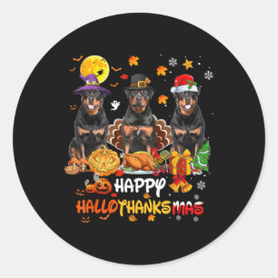 Rottweiler Dog Happy Halloween Thanksgiving Merry  Classic Round Sticker