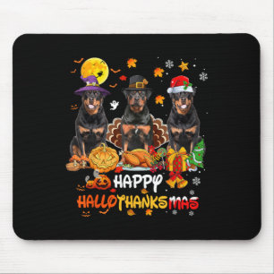 Rottweiler Dog Happy Halloween Thanksgiving Merry Mouse Mat