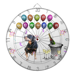 Rottweiler Dog Happy New Year Dartboard