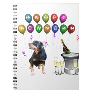 Rottweiler Dog Happy New Year Notebook