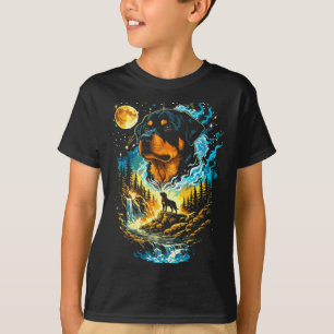 Rottweiler dog howling to the moon vintage funnyRo T-Shirt