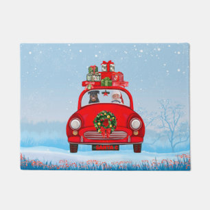 Rottweiler Dog In Car With Santa Claus  Doormat