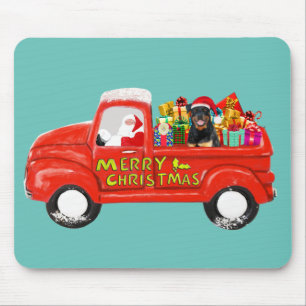Rottweiler Dog in Christmas Delivery Truck Mouse Mat