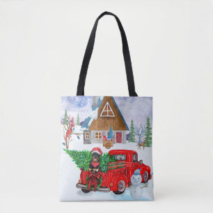 Rottweiler Dog In Christmas Delivery Truck Snow Tote Bag