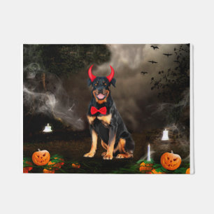 Rottweiler Dog in Halloween Costume Doormat