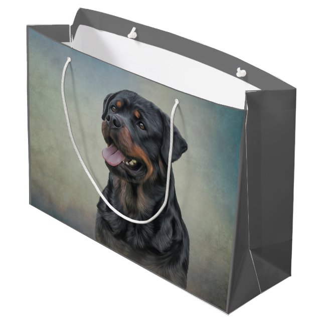 Rottweiler dog large gift bag (Back Angled)