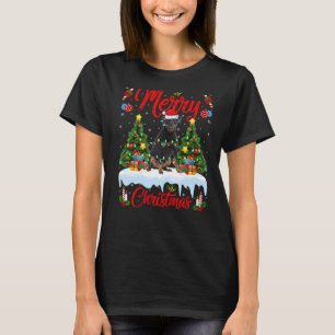 Rottweiler Dog Lights Xmas Tree Santa Rottweiler C T-Shirt