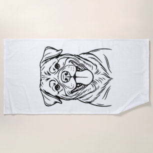 Rottweiler Dog Line Art � minimalist art line Beach Towel