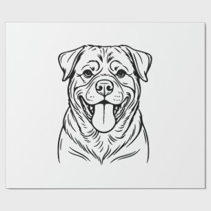 Rottweiler Dog Line Art � minimalist art line Wrapping Paper