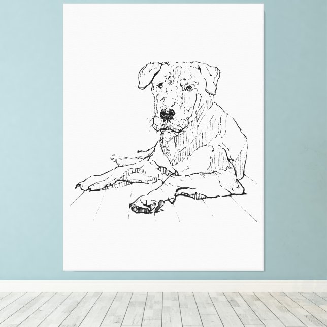 Rottweiler Dog Lover Minimalist Illustration Canvas Print (Insitu(Wood Floor))