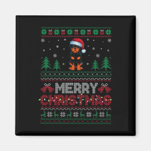 Rottweiler Dog Lovers Santa Hat Christmas Tree Lig Magnet