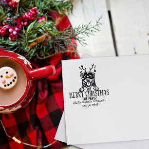 Rottweiler Dog Merry Christmas Return Address Rubber Stamp