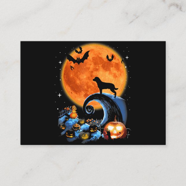 rottweiler dog moon pumpkin halloween costume gift business card (Front)