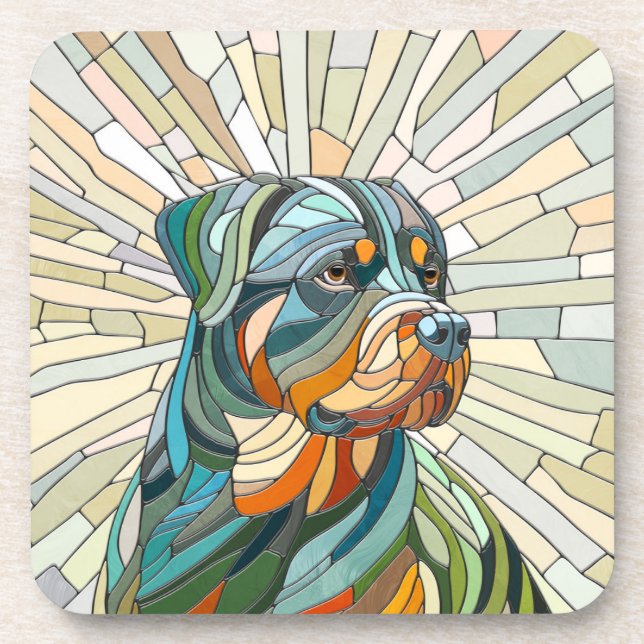 Rottweiler dog - mosaic art coaster (Front)