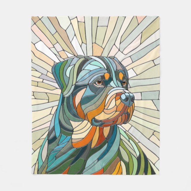 Rottweiler dog - mosaic art fleece blanket (Front)