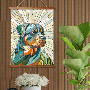 Rottweiler dog - mosaic art hanging tapestry