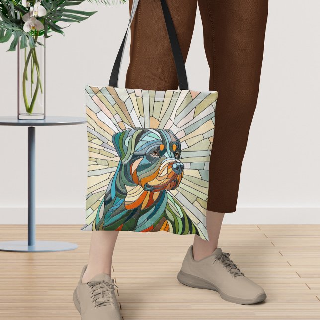Rottweiler dog - mosaic art tote bag (Creator Uploaded)