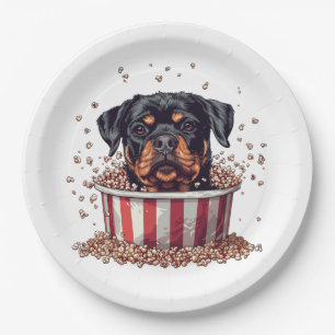 Rottweiler Dog Movie Popcorn Bucket Paper Plate