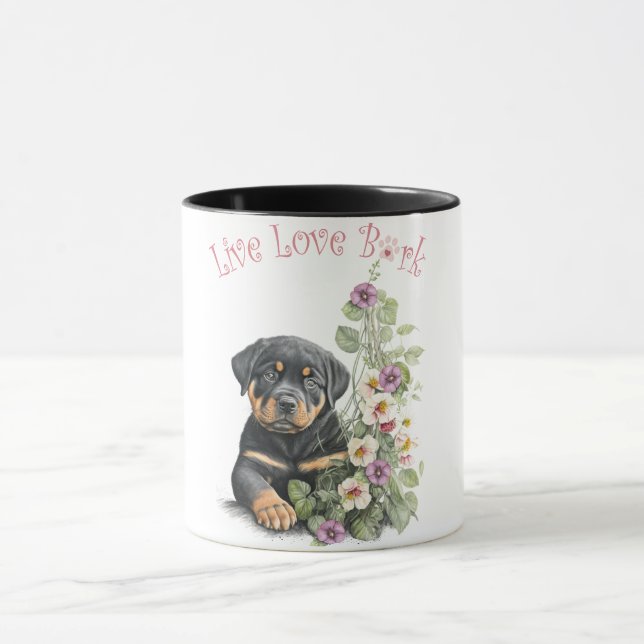 Rottweiler Dog Mum Floral Mug (Center)