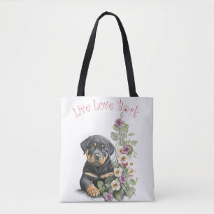 Rottweiler Dog Mum Floral Tote Bag