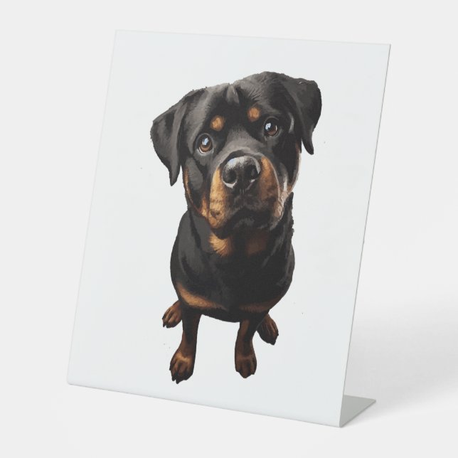 rottweiler dog pedestal sign (Front)