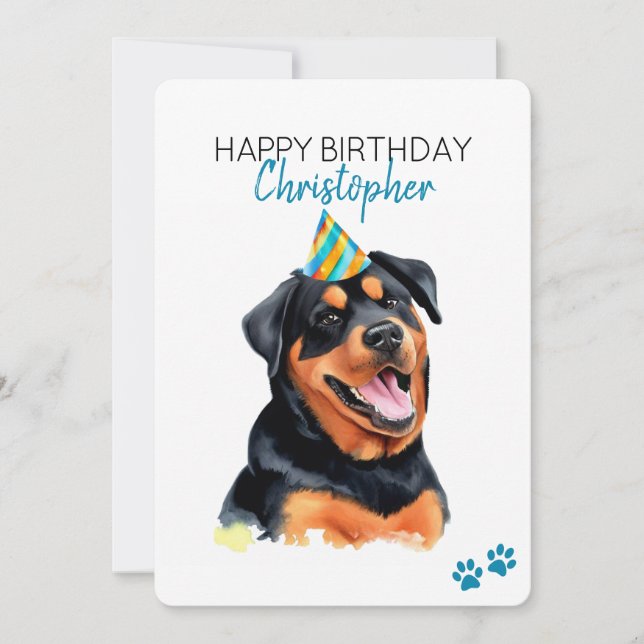 Rottweiler Dog Personalised Happy Birthday Card (Front)