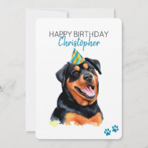 Rottweiler Dog Personalised Happy Birthday