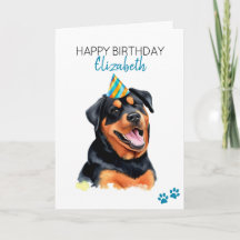 Rottweiler Dog Personalised Happy Birthday