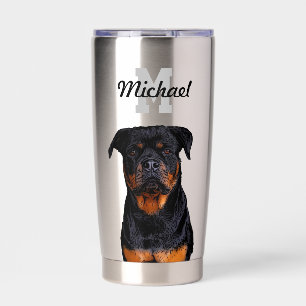 Rottweiler Dog Pet Monogram Dog Dad Breeder Insulated Tumbler