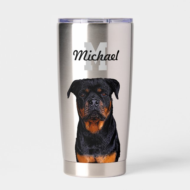 Rottweiler Dog Pet Monogram Dog Dad Breeder Insulated Tumbler (Front)