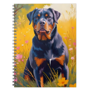 Rottweiler Dog Pet Portrait Painting Watercolor Notebook