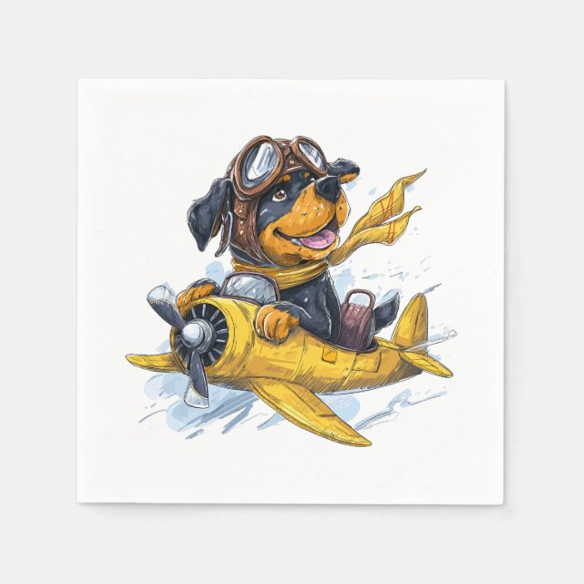 Rottweiler Dog Pilot Aeroplane Napkin (Front)