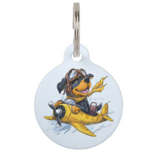 Rottweiler Dog Pilot Aeroplane Pet Tag