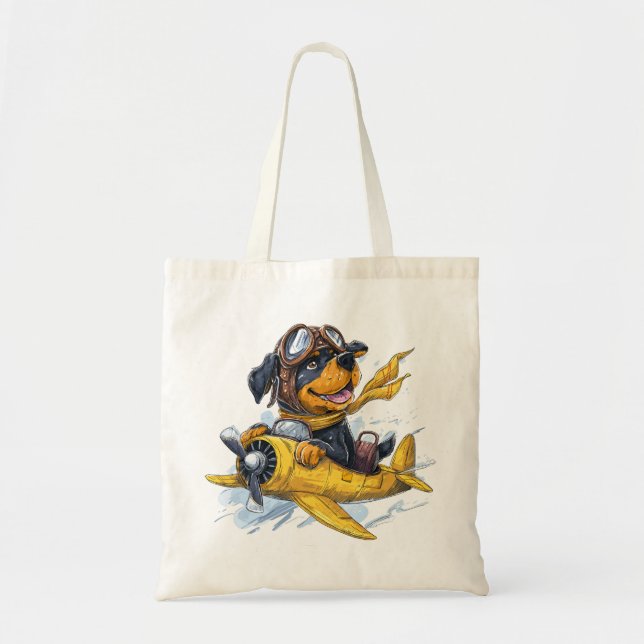 Rottweiler Dog Pilot Aeroplane Tote Bag (Front)