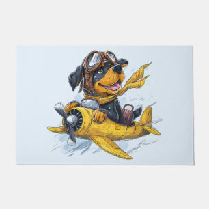 Rottweiler Dog Pilot Airplane Doormat