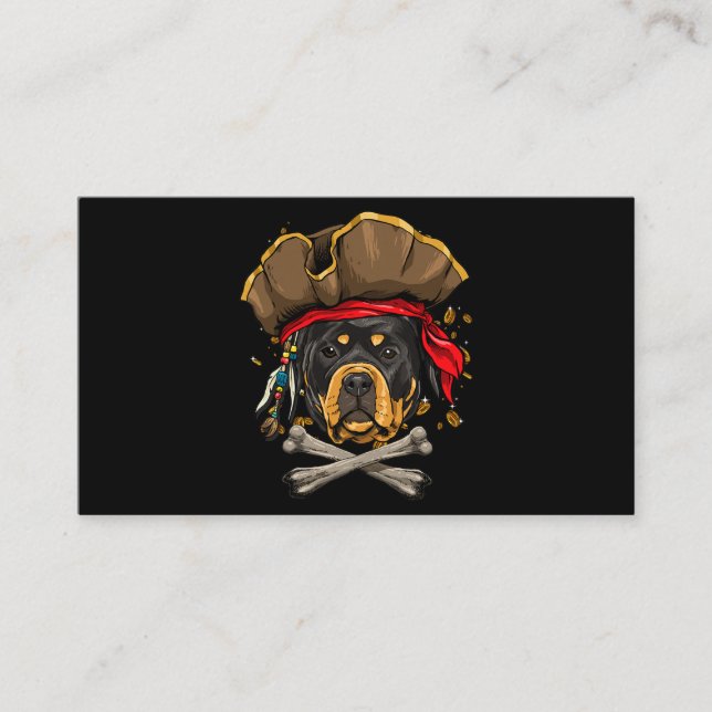 Rottweiler Dog Pirate Jolly Roger Flag Crossbones  Business Card (Front)