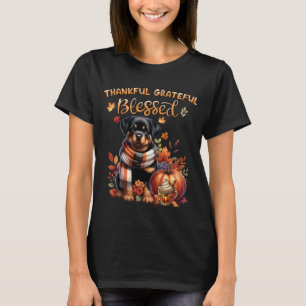 Rottweiler Dog Portrait Autumn Fall Pumpkin T-Shirt