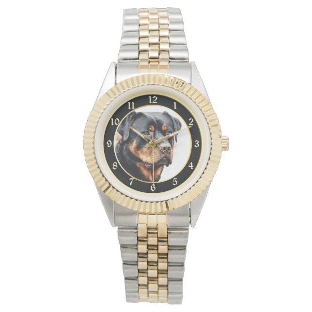 Rottweiler Dog Portrait Watch (Front)