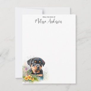 Rottweiler Dog Puppy Cute Watercolor Personalised  Card