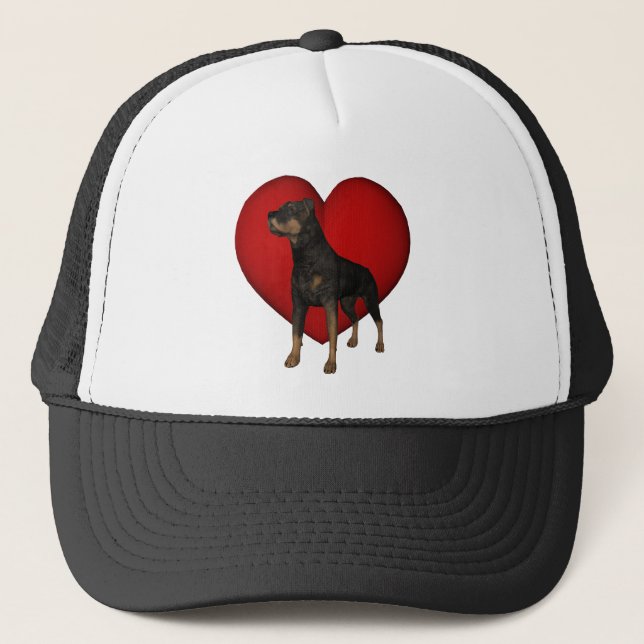 Rottweiler Dog Red Heart Hat (Front)