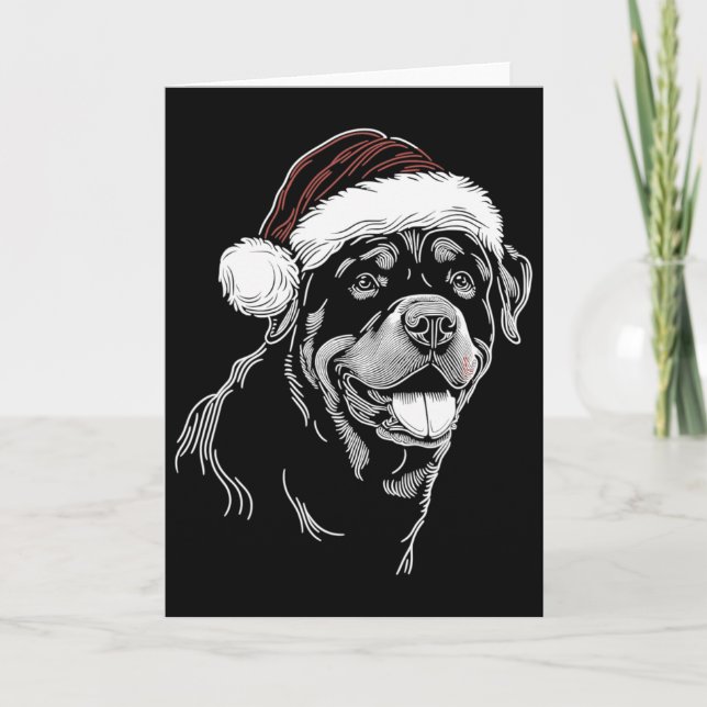 Rottweiler Dog Santa Hat Christmas Xmas Pajama  Card (Front)