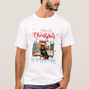 Rottweiler Dog Santa Hat Merry Christmas T-Shirt