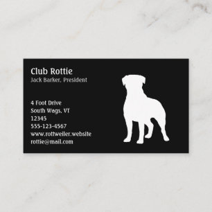 Rottweiler Dog Silhouette Black and White Dog Business Card