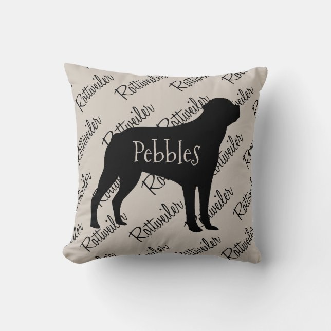 Rottweiler Dog Silhouette Cushion (Front)