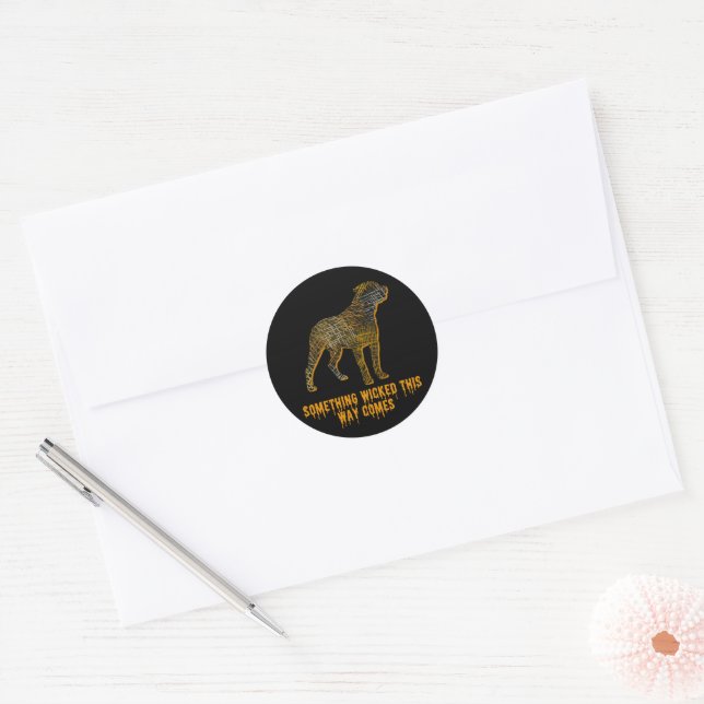 Rottweiler Dog Silhouette Fun Halloween Classic Round Sticker (Envelope)