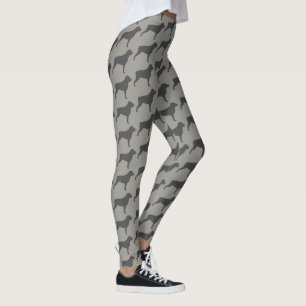 Rottweiler Dog Silhouettes Pattern Grey Leggings