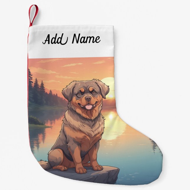 Rottweiler Dog Small Christmas Stocking (Front)