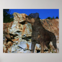 Rottweiler Dog Stone Cliff Wall Fantasy Art 